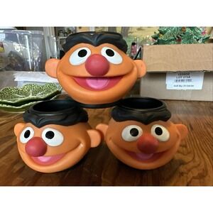 Lot Of 3 NEW Applause Sesame Street Ernie Toy Head Face Mugs Muppets 3D
